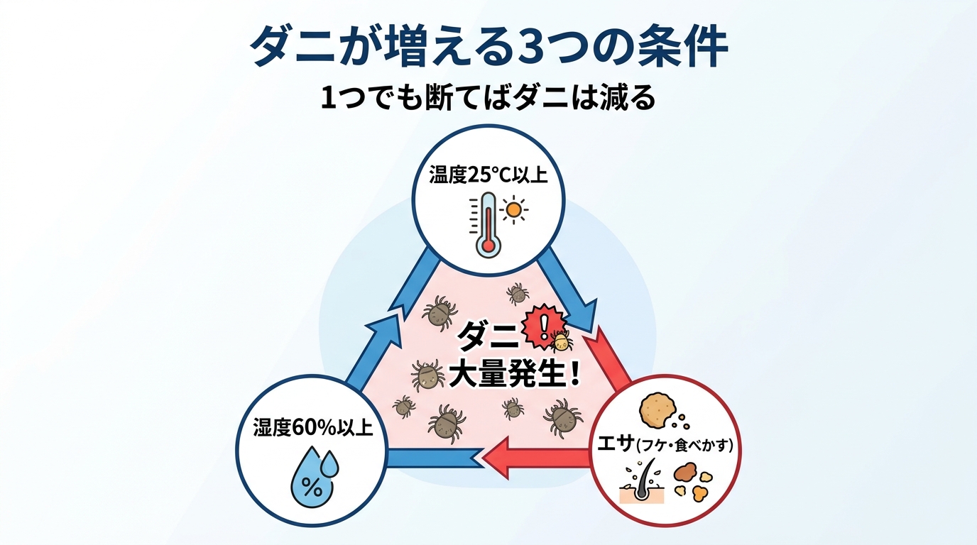 ダニが増える3つの条件
