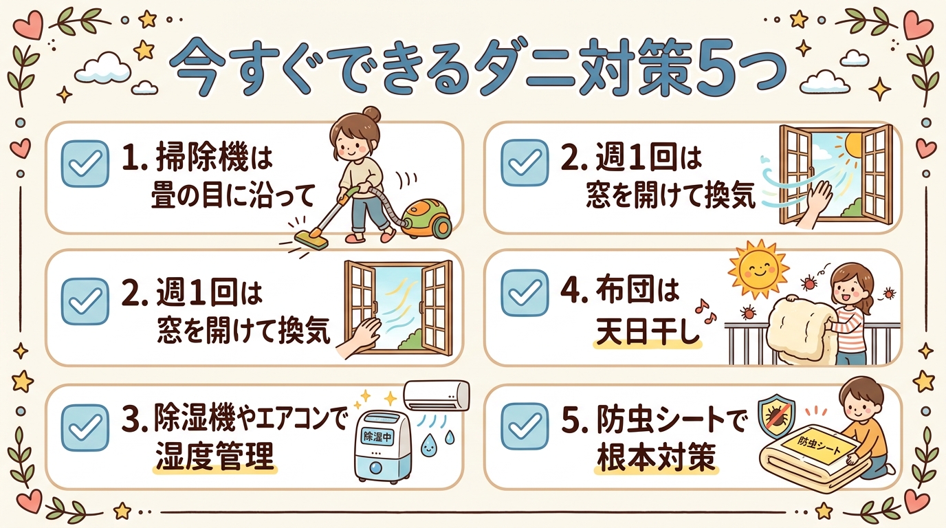 今すぐできるダニ対策5つ