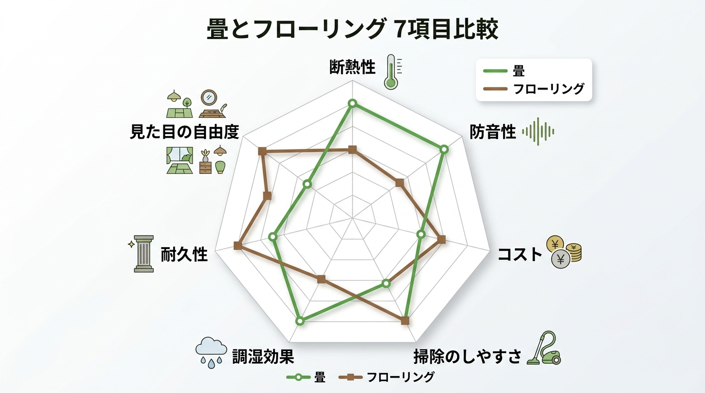 畳とフローリング 7項目比較