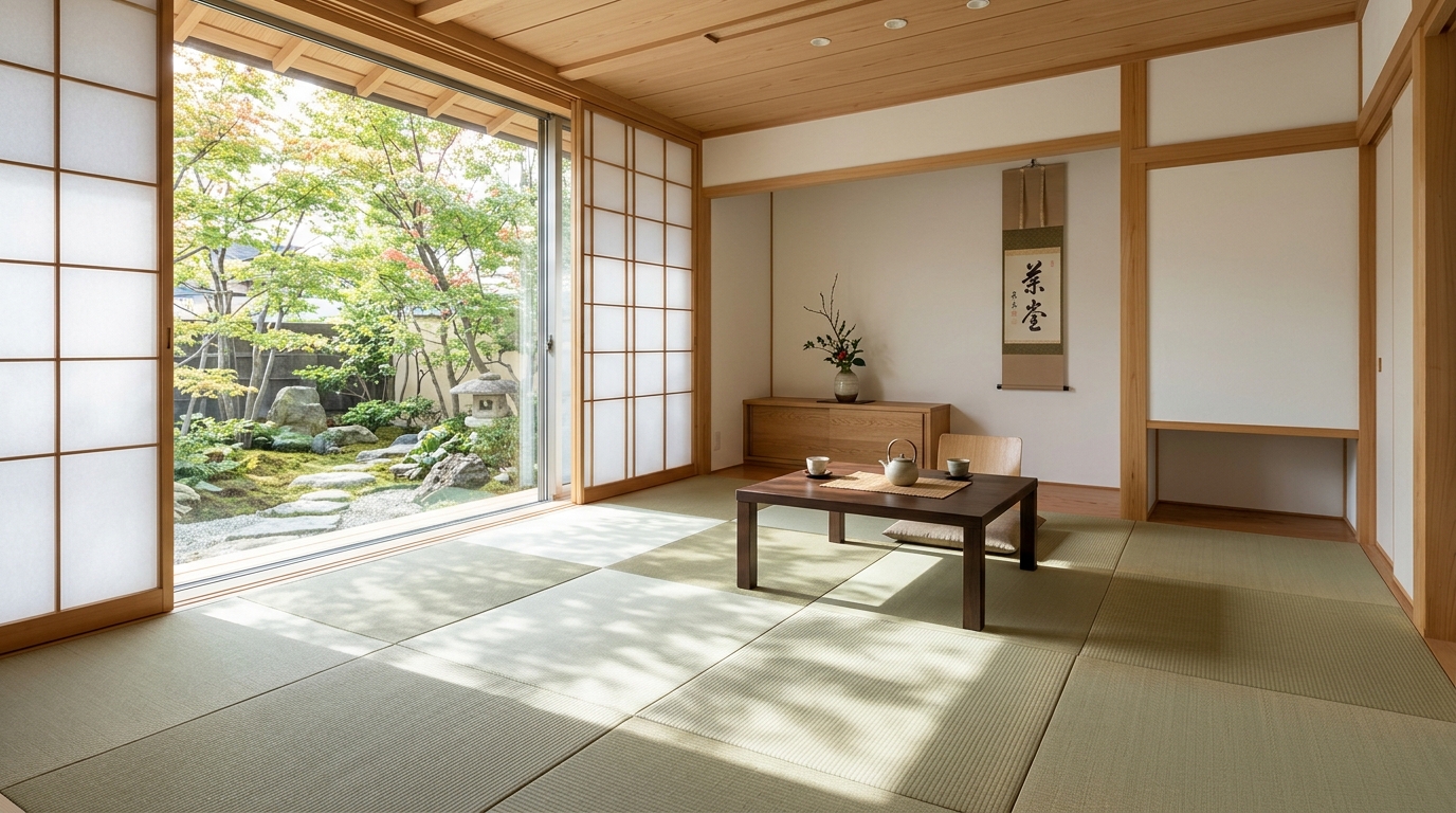 縁なし畳の市松模様