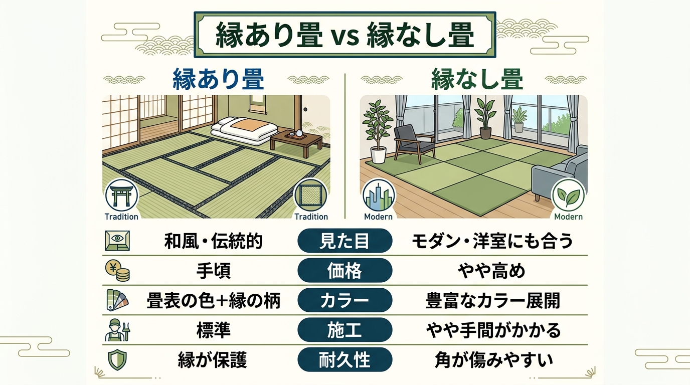 縁あり畳 vs 縁なし畳