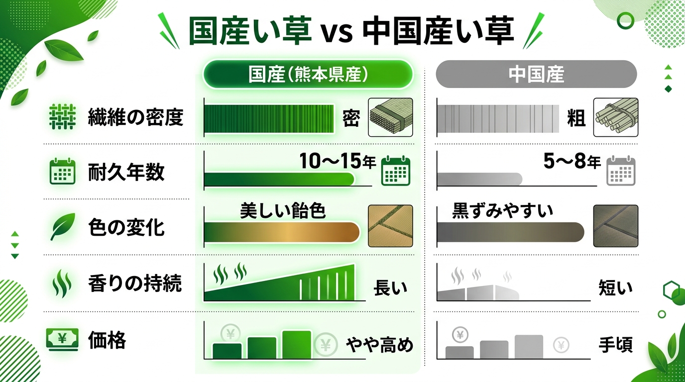 国産い草 vs 中国産い草