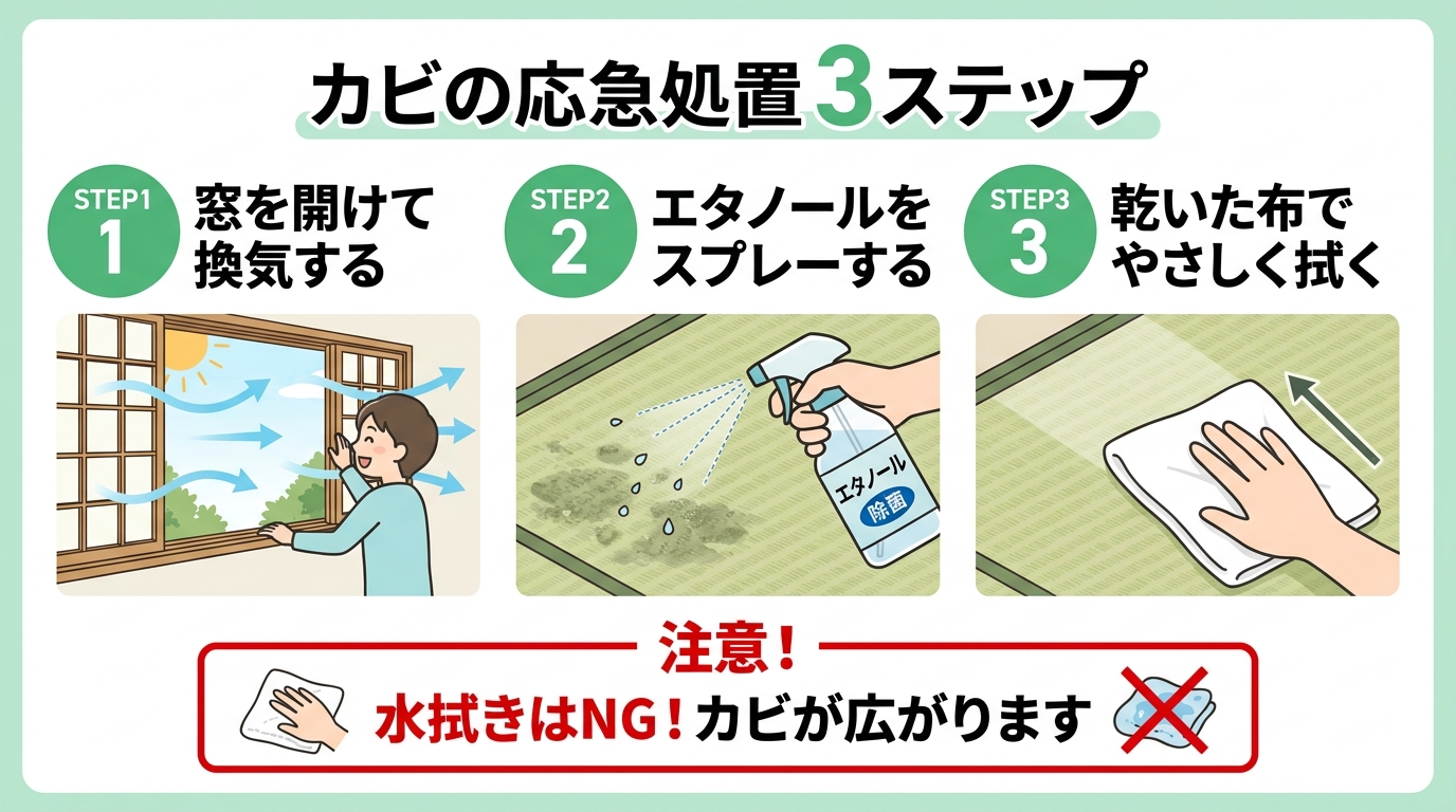カビの応急処置 3ステップ