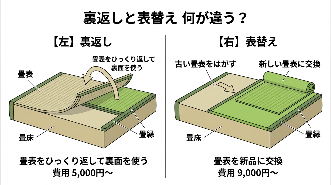 裏返しと表替えの違い